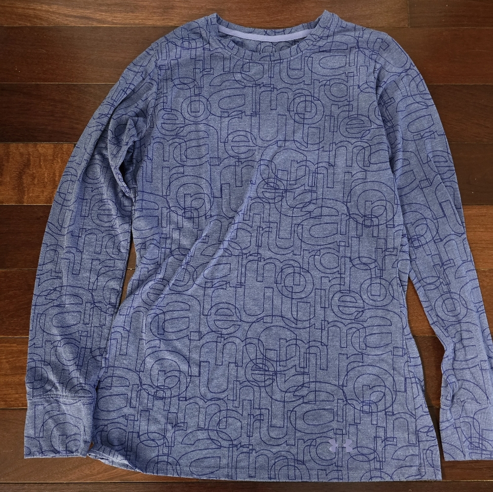 Women's Size Small Under Armour HeatGear Purple Long Sleeve Shirt Logo Brand UA